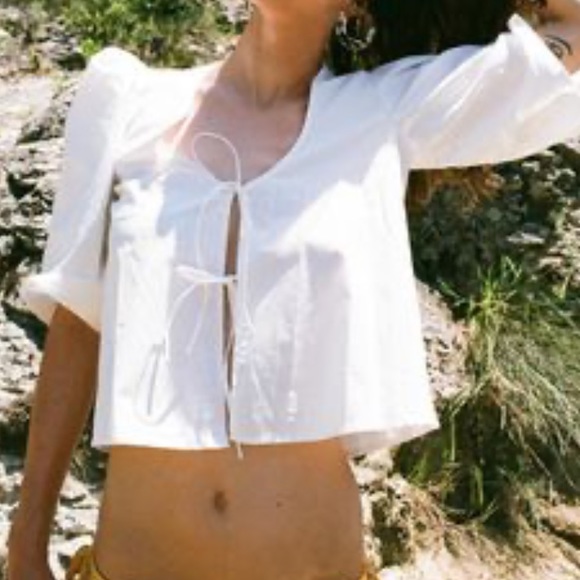 maison cleo tie top white classic - Picture 3 of 7